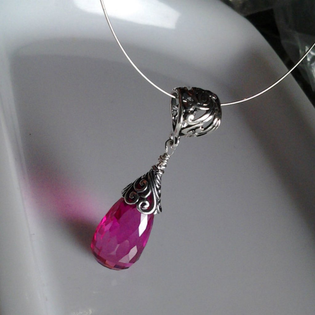 925 Sterling Silver Pink Topaz Necklace